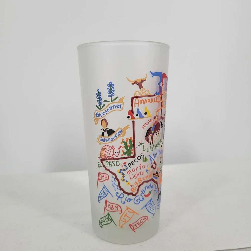 Catstudio‎ Texas State Frosted Highball Glass Souvenir Map Tumbler 2011 15oz
